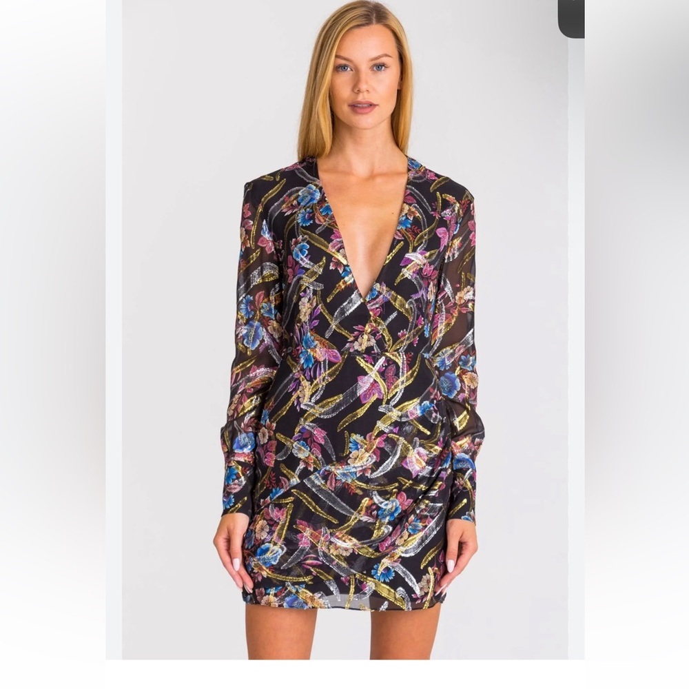 PINKO Silk Floral Fil Coupe Mini Dress Size 6